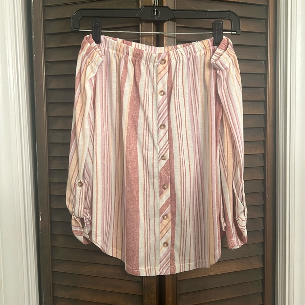 Off shoulder striped shirt
